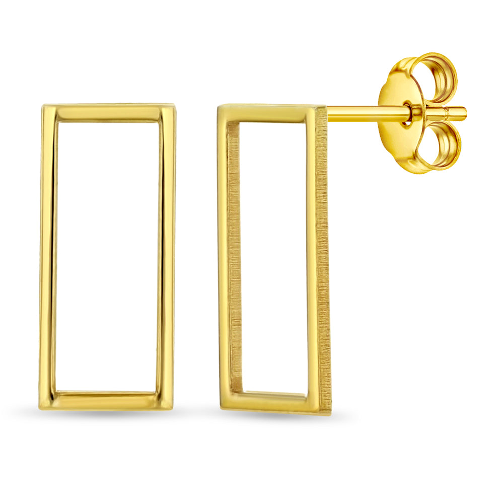 Square Outline Plated Women's Earrings - Sterling Silver