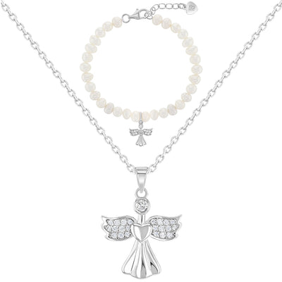 Guardian Angel Navy Pendant - Sterling Silver - Catholic Saint Medals