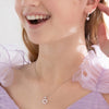 925 Sterling Silver Cute Pink Cubic Zirconia Heart Necklace & Earrings for Young Girls