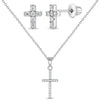 Tiny Glimmering Cross Toddler / Kids / Girls Jewelry Set - Sterling Silver