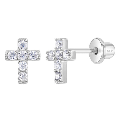 Tiny Glimmering Cross Toddler / Kids / Girls Jewelry Set - Sterling Silver