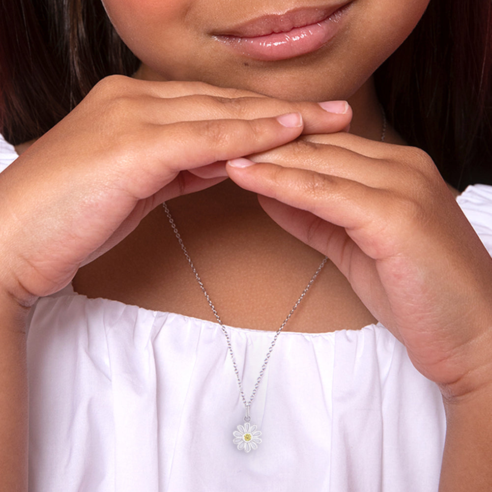 925 Sterling Silver The Perfect Daisy Necklace Jewelry Set For Young G