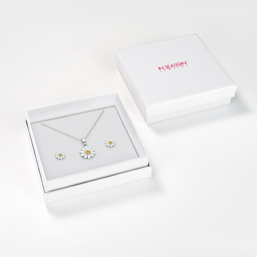 925 Sterling Silver The Perfect Daisy Necklace Jewelry Set For Young G