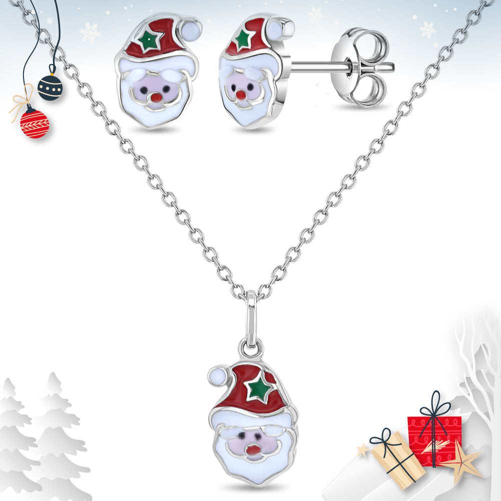 Jolly Christmas Santa Kids / Children's / Girls Jewelry Set - Sterling Silver