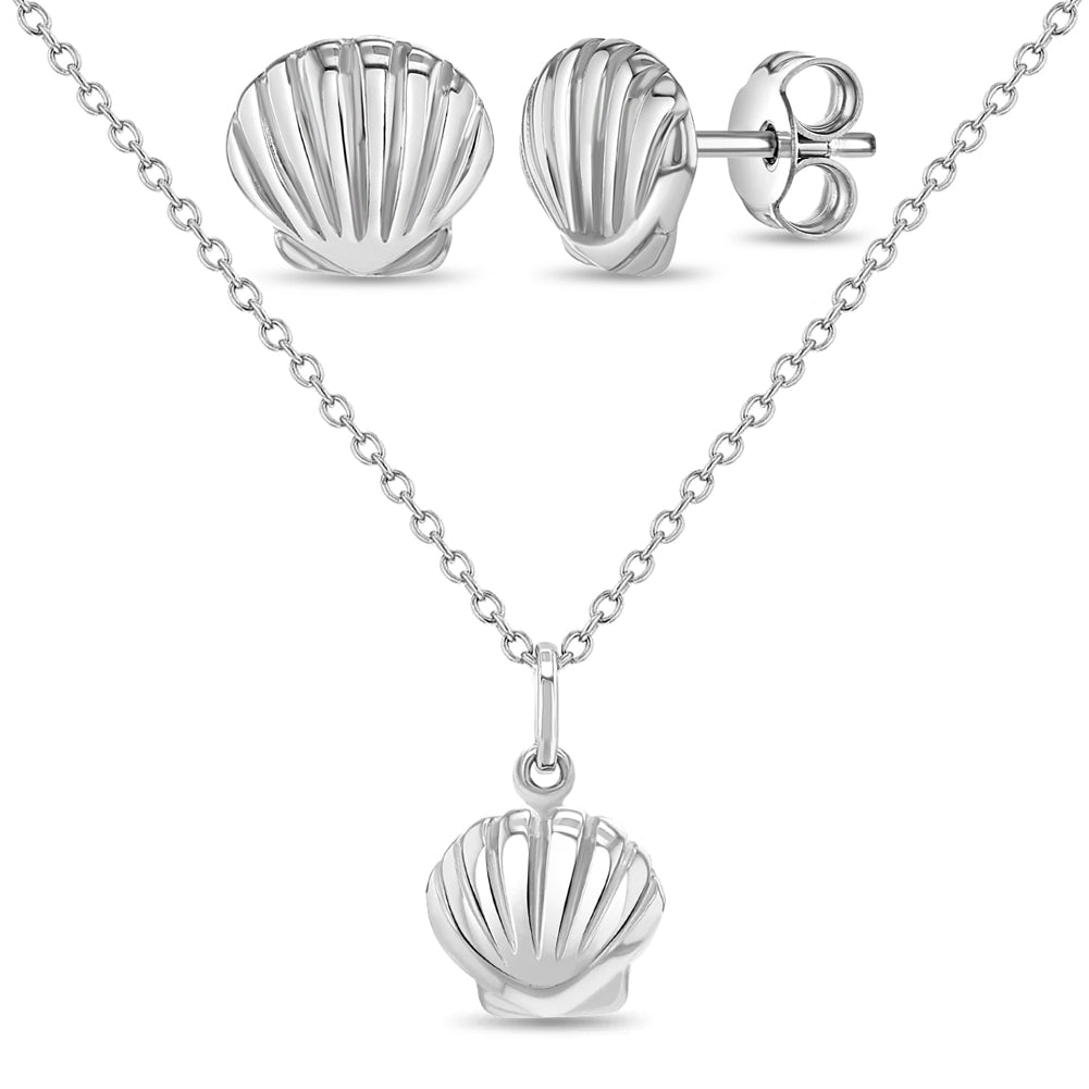 Lustrous Seashell Kids / Children's / Girls Jewelry Set - Sterling Silver