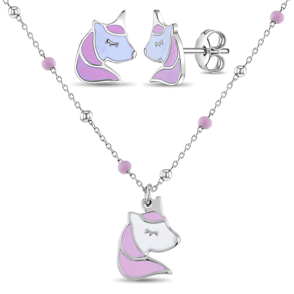 Dreaming Unicorn Kids / Children's / Girls Jewelry Set - Sterling Silver