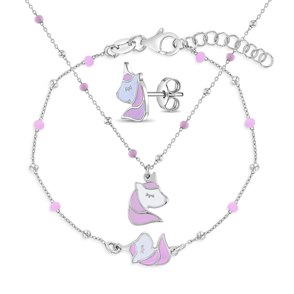 Dreaming Unicorn Kids / Children's / Girls Trio Jewelry Set - Sterling Silver
