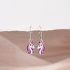 Rainbow Unicorn Dangle Kids / Children's / Girls Earrings Lever Back Enamel - Sterling Silver