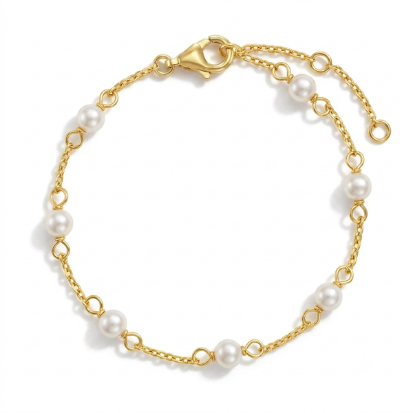 Pearl Linked Girls Plated Bracelet