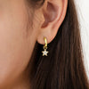 Star & Moon Dangle 9mm Kids / Children's / Girls Earrings Hoop/Huggie - 14k Gold Over Sterling Silver