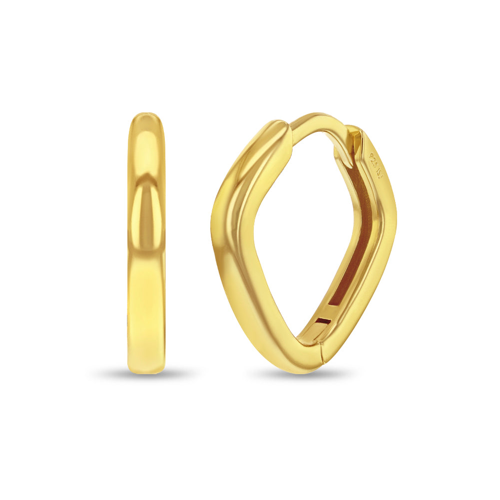 Angled 10mm Kids / Children's / Girls Earrings Hoop/Huggie - 14k Gold Over Sterling Silver