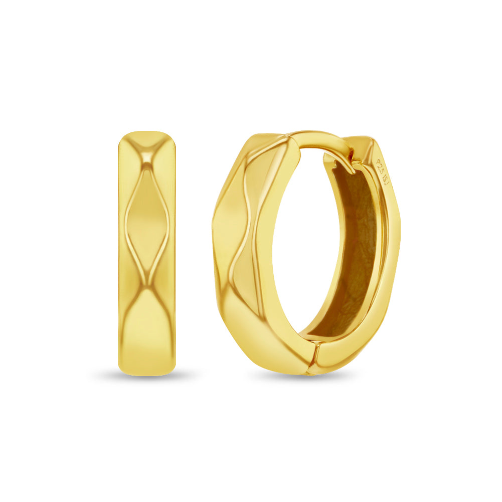 Hammered 10mm Kids / Children's / Girls Earrings Hoop/Huggie - 14k Gold Over Sterling Silver