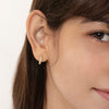 CZ Half Hoop Preteen / Teens Earrings Screw Back - 14k Gold over Sterling Silver