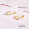 CZ Half Hoop Preteen / Teens Earrings Screw Back - 14k Gold over Sterling Silver