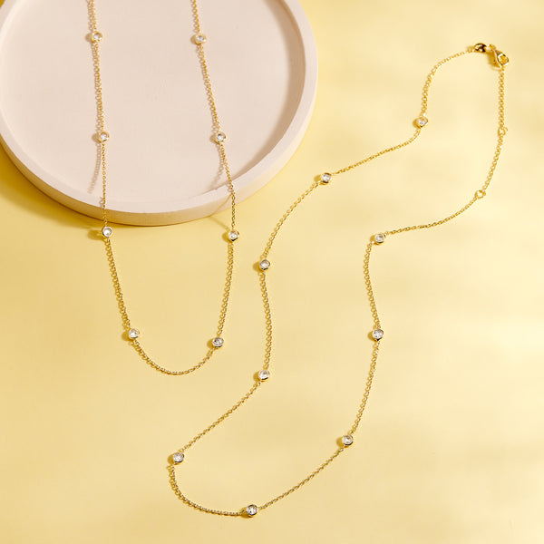 CZ Station Plated Girls Necklace