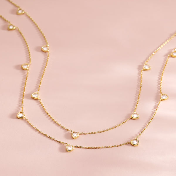 Heart Station Plated Girls Necklace