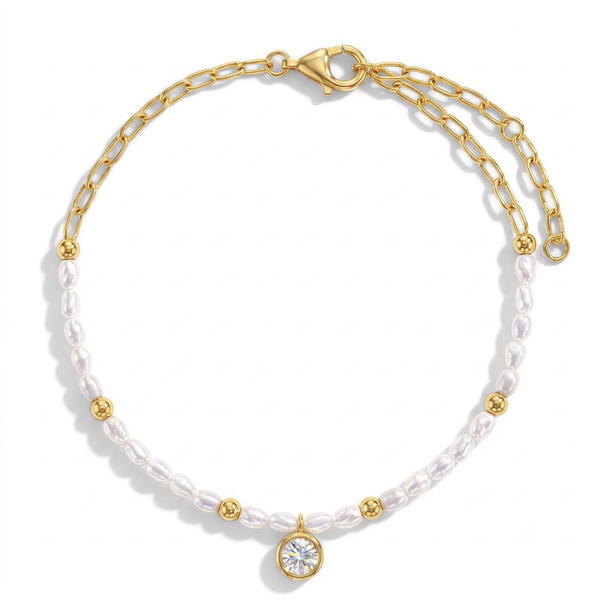 CZ Pearl Teens Plated Bracelet