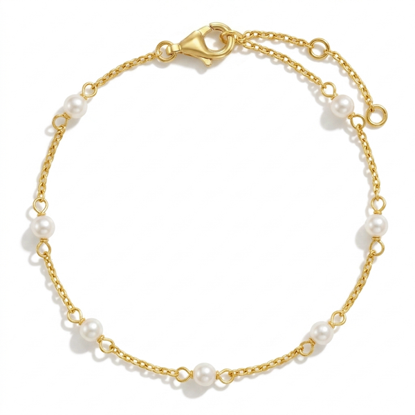 Pearl Linked Women's Plated Bracelet