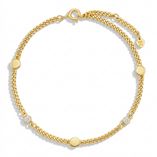 Mirrored CZ Station Teen Plated Bracelet