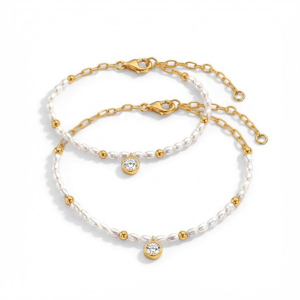CZ Cultured Pearl Mommy & Me Bracelets