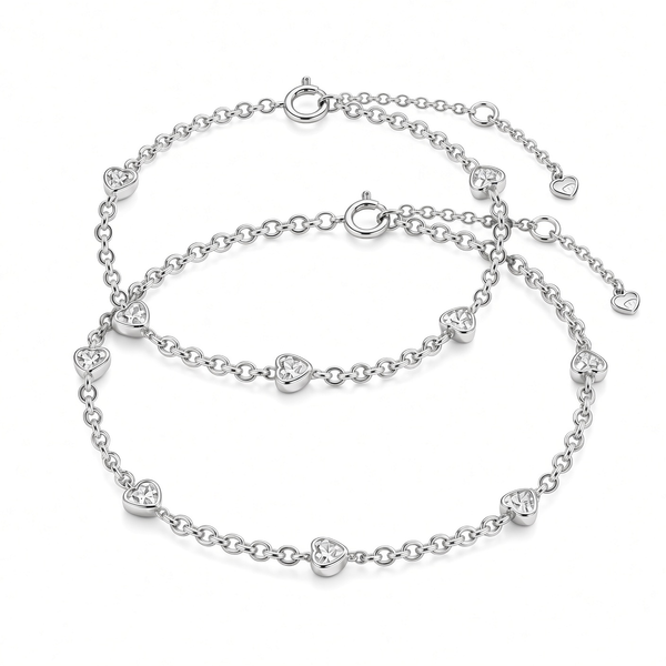 CZ Heart Station Mommy & Me Bracelets