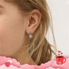 My First Dangle Hearts Children's / Girls Earrings Screw Back - Sterling Silver