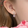 My First Dangle Hearts Children's / Girls Earrings Screw Back - Sterling Silver