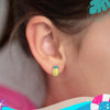 Lucky Pineapple Punch Kids / Children's / Girls Earrings Screw Back - Sterling Silver