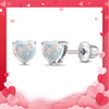 Opal Heart Kids / Children's / Girls Earrings Screw Back - Sterling Silver