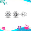Puffed Blossom Kids / Children's  Earrings Screw Back - Sterling Silver
