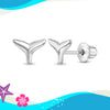 Whale Tail Kids / Children's Earrings Screw Back - Sterling Silver