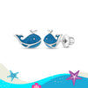 Playful Whale Kids / Children's / Girls Earrings Screw Back - Sterling Silver