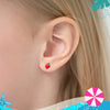 14k Gold Summer Strawberry Baby / Toddler Earrings Safety Screw Back Enamel