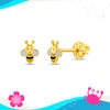 14k Gold Honey Bee Baby / Kids Earrings Safety Screw Back Enamel
