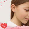14k Gold Royal Heart CZ Kids / Girls Earrings Safety Screw Back