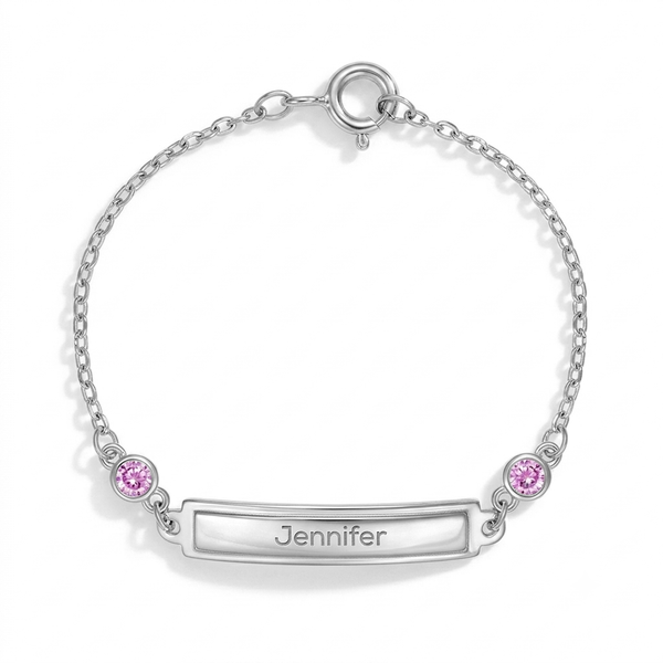 Pink CZ Tag ID Baby Bracelet