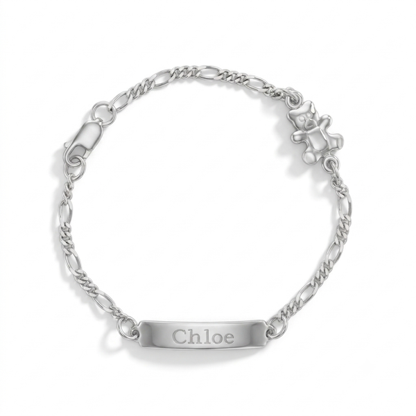 Teddy Bear Tag ID Baby Bracelet