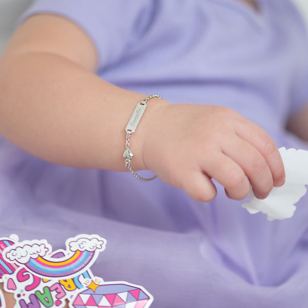 Puff Hearts Tag ID Girls Bracelet