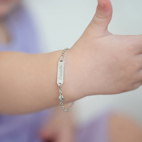 Puff Hearts Tag ID Girls Bracelet