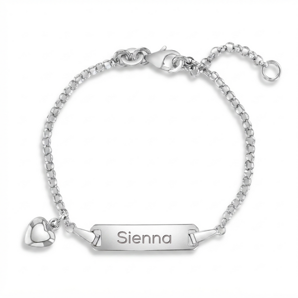 Polished Puff Heart Engravable Children's Bracelet