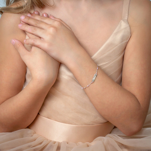 Dainty Enamel Bead ID Girls Bracelet