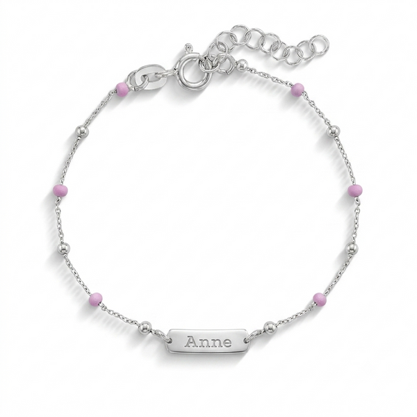 Dainty Enamel Bead ID Girls Bracelet