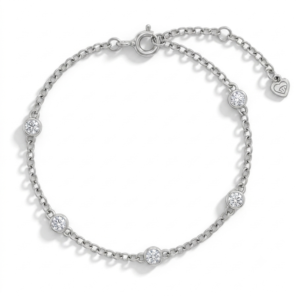 Dainty CZ Station Girls Bracelet