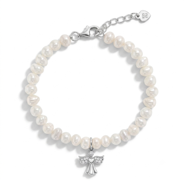 Guardian Angel Cultured Pearl Strand Bracelet