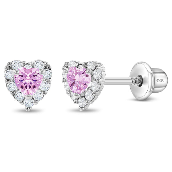 Princess Heart CZ Girls Earrings