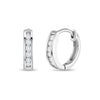 Channel Set Cubic Zirconia 9mm Earrings Hoop/Huggie Safety Latch - Sterling Silver