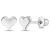 Classic Polished Heart Baby / Toddler / Kids Earrings Screw Back - Sterling Silver