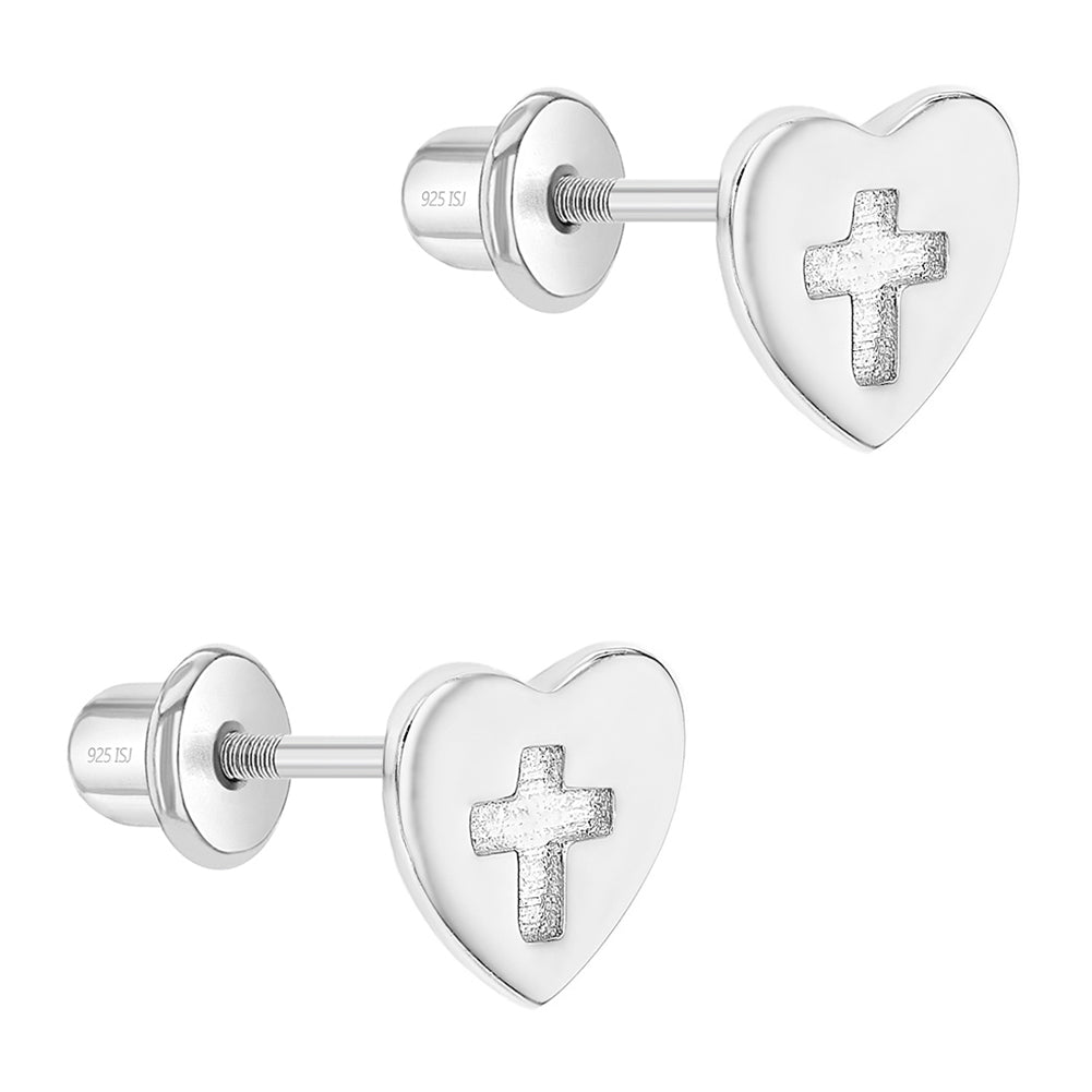 Classic Polished Heart Baby / Toddler / Kids Earrings Screw Back - Ste