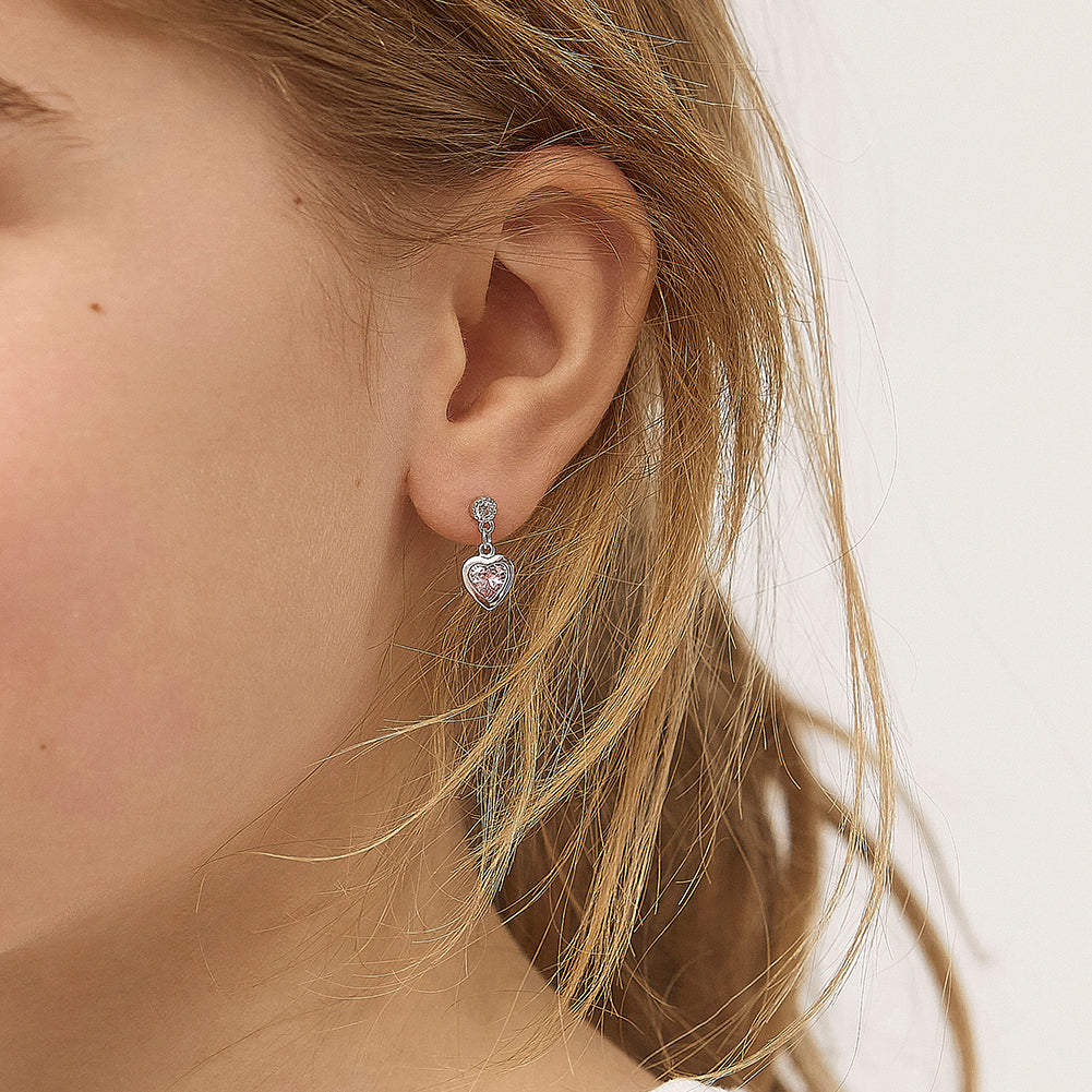 Girls' My First Dangle Hearts Screw Back Sterling Silver Earrings - in Season Jewelry