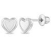 Detailed Polish Heart Baby / Toddler / Kids Earrings Screw Back - Sterling Silver